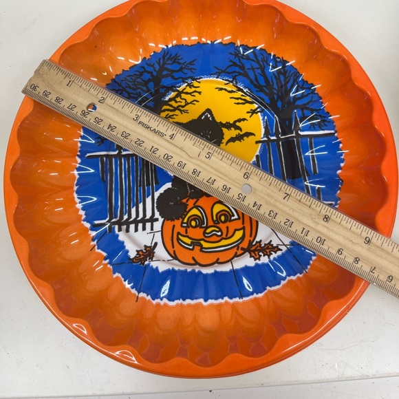 3 Vintage Berman Molded Plastic Halloween candy  Plates Cat JOL Ghost Haunt - Picture 3 of 9